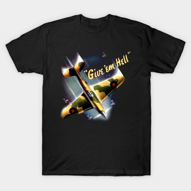 Give 'Em Hell - Retro Spitifire T-Shirt by Distant War